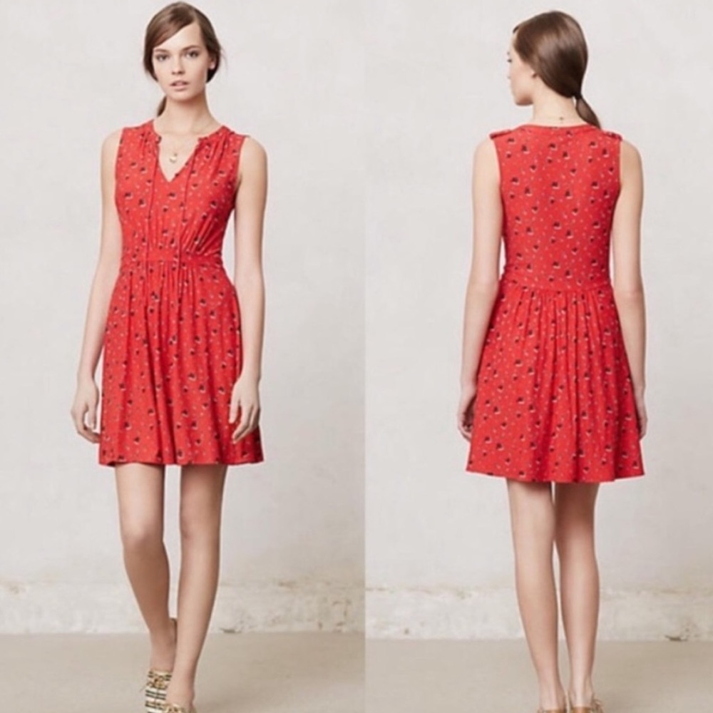 Anthro leifnotes red anchor sail boat dress